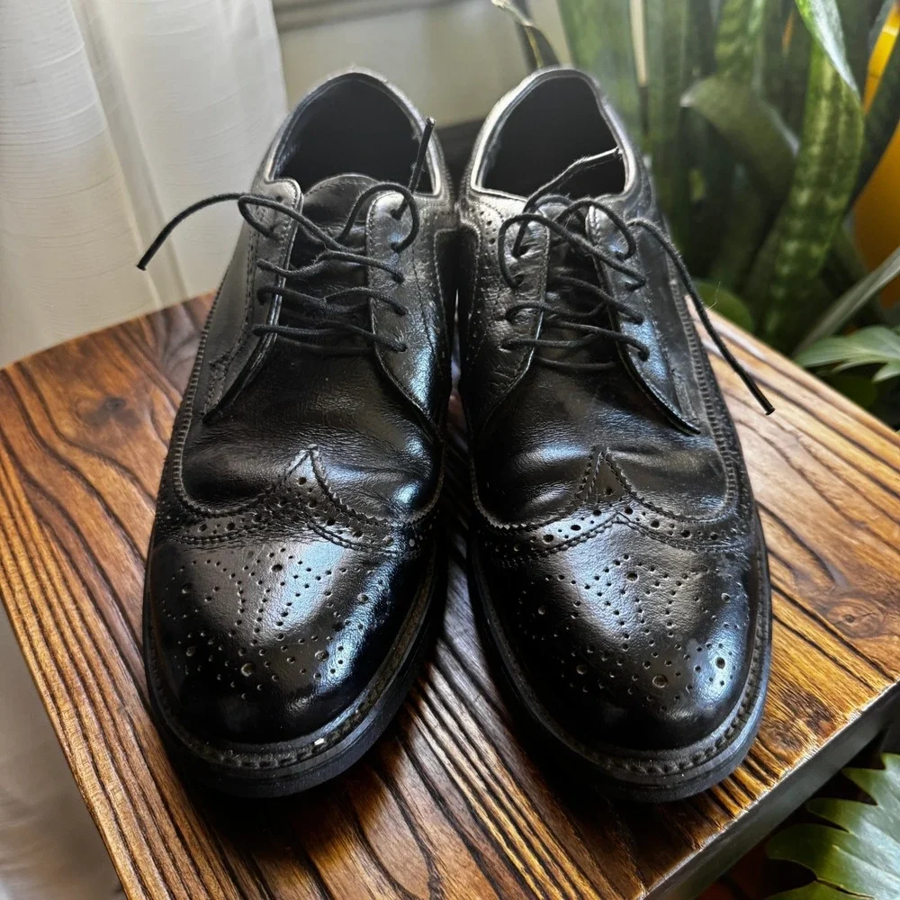 Stuart‎ McGuire Black Leather Longwing Brogue Spring-Step Cushion Shoes 7.5